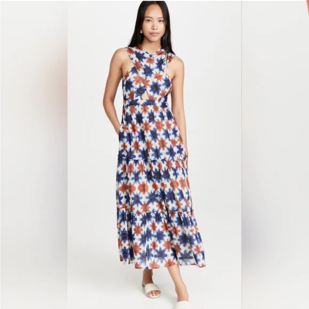 Sleeveless Maxi Dress - Blue and Orange